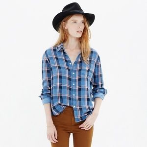 Madewell Cozy Button Down Shirt In blue plaid